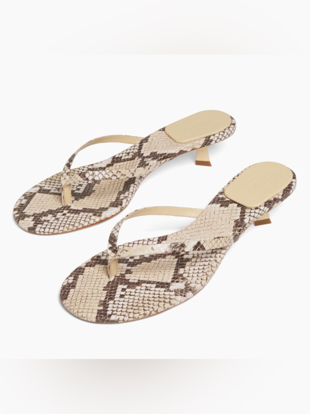 Schutz Carolyn Snake-Print Leather Sandals